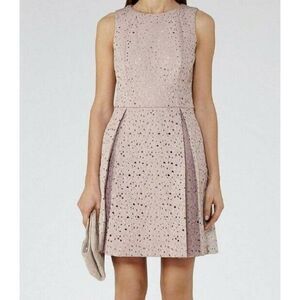 Reiss juniper laser cut dress in ice pink sz 10